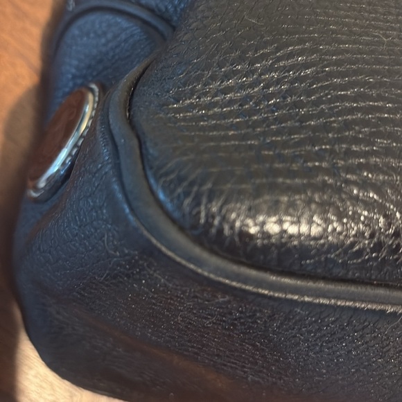 Dooney Bourke satchel shoulder bag black pebbled leather/ smooth brown trim - Picture 6 of 16